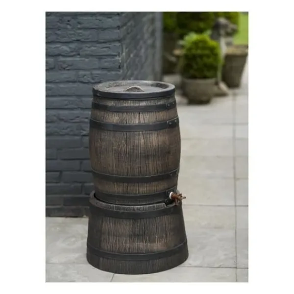 Vattenuppsamlare - NATURE - Regnvattentunna med träutseende - Kapacitet 120L - Brun - 50,5x66 cm