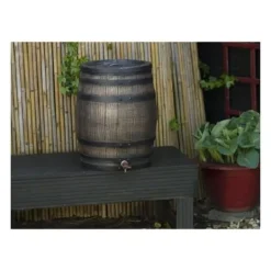 Vattenuppsamlare - NATURE - Regnvattentunna med träutseende - Kapacitet 120L - Brun - 50,5x66 cm