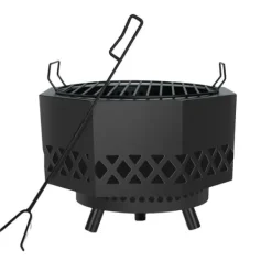 Hot Vedeldad eldstad, mångsidig matlagningsgrill, bärbar design, hållbar konstruktion Öppna Spisar