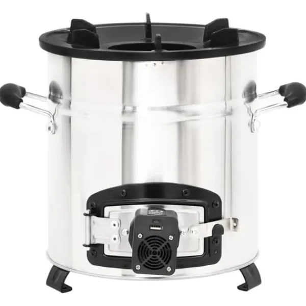 Vedeldad spis med USB-fläkt 35,5x26x28 cm rostfritt stål - Vedeldad Spis - Vedeldade Spisar - Home & Living