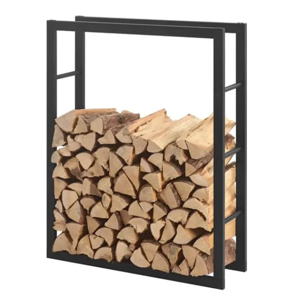 Online Vedförvaring vedställ 80x100x25cm stål svart Tillbehör Till Vedeldade Kaminer & Öppna Spisar