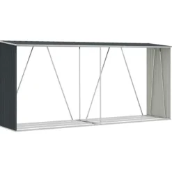 Online Vedskjul galvaniserat stål 330x84x152 cm antracit Skjul, Garage & Carports