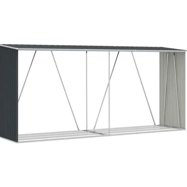 Online Vedskjul galvaniserat stål 330x84x152 cm antracit Skjul, Garage & Carports