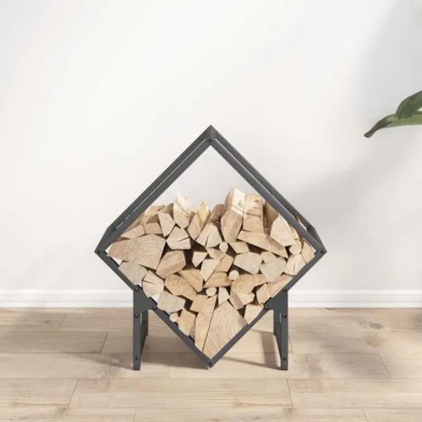 Hot Vedställ antracit 50x25x50 cm kallvalsat stål Tillbehör Till Vedeldade Kaminer & Öppna Spisar