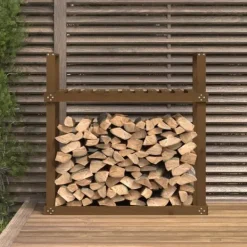 vidaXL Vedställ honungsbrun 110x35x108,5 cm massiv furu