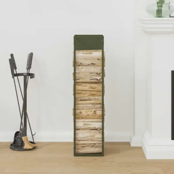 vidaXL Vedställ olivgrön 25x25x100 cm kallvalsat stål