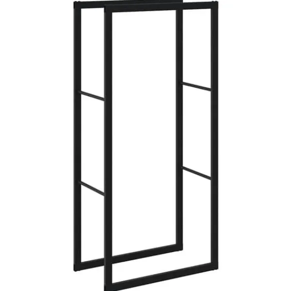 New Vedställ svart 55x30x116 cm stål Tillbehör Till Vedeldade Kaminer & Öppna Spisar