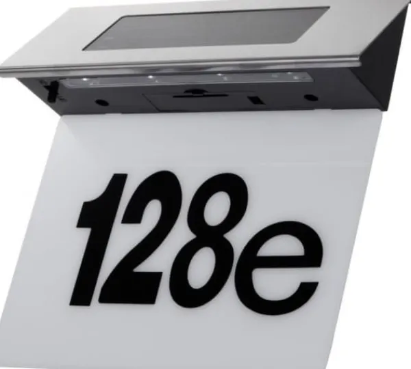 New Vägglampa Maclean LED solcellslampa med husnummer IP44 MCE423 Adresskyltar & Husnummer