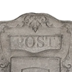 Väggmonterad brevlåda, antik/vintage-stil i metall, grå, för trädgård och utomhus
