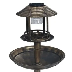 vidaXL dekorativt LED fågelbad Soldriven plast