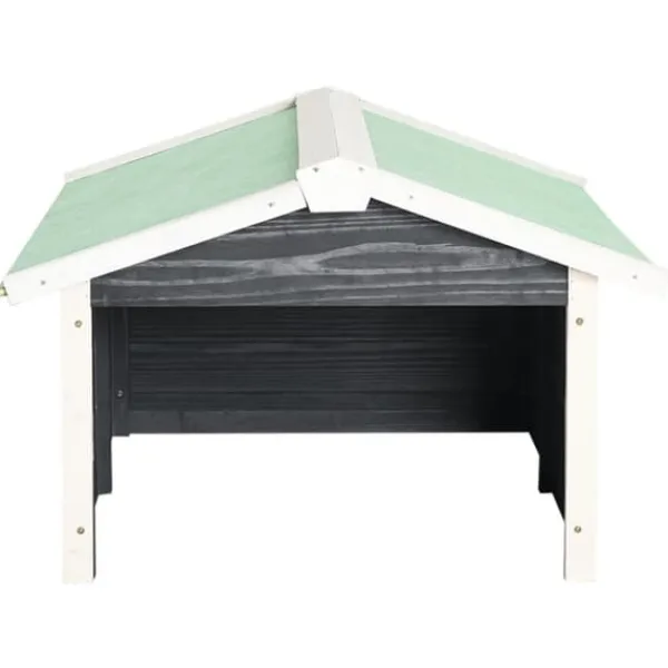 vidaXL Garage för robotgräsklippare 72x87x50 cm grå och vit granträ - Gräsklipparskydd