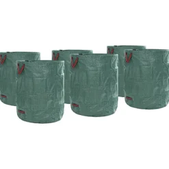 vidaXL Grön Plast 500 L Hållbar Trädgårdssäckar Cylindrisk