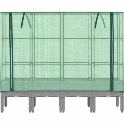vidaXL Odlingslåda med växthusöverdrag rottinglook 160x40x140 cm