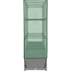 vidaXL Odlingslåda med växthusöverdrag rottinglook 160x40x138 cm