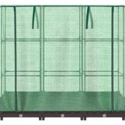 Outlet Odlingslåda med växthusöverdrag rottinglook 120x40x123 cm Växthus