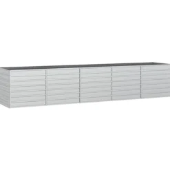 New Odlingslåda upphöjd galvaniserat stål 400x80x77 cm silver - Krukor & odlingslådor Krukor & Växtbehållare