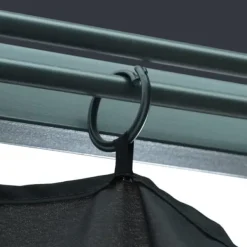 vidaXL Paviljong med gardin & ljusslinga LED 3x3 m antracit aluminium - Partytält & paviljoner