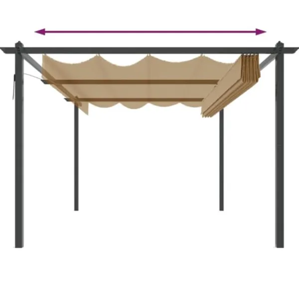 vidaXL Paviljong med infällbart tak 4x3 m taupe - Partytält & paviljoner