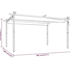 Best Paviljong med infällbart tak 4x3 m gräddvit - Partytält & paviljoner Valvbågar, Spaljéer, Bersåer & Pergolor