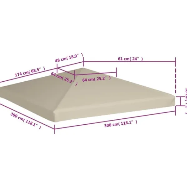Best Paviljongtak 310 g/m² 3x3 m beige - Tak till partytält & lusthus Tält & Lusthus