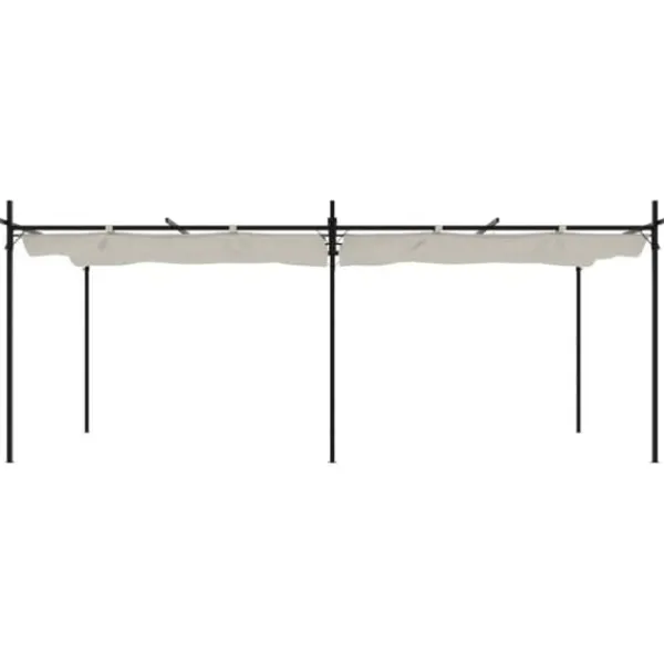 Outlet Pergola med infällbart tak gräddvit 589x292x230 cm - Partytält & paviljoner Valvbågar, Spaljéer, Bersåer & Pergolor