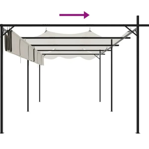 Outlet Pergola med infällbart tak gräddvit 589x292x230 cm - Partytält & paviljoner Valvbågar, Spaljéer, Bersåer & Pergolor