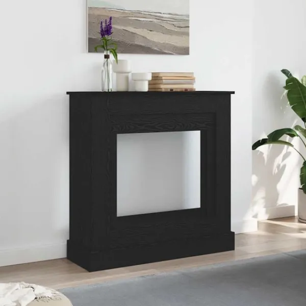 Best Öppen spis infattning svart ek 90x30x90 cm konstruerat trä Öppna Spisar