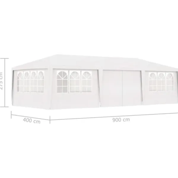 vidaXL Professionellt partytält med väggar 4x9 m vit 90 g/m² - Partytält & paviljoner