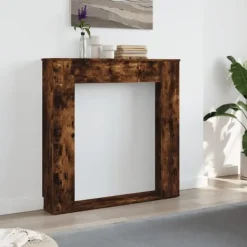 Clearance Spiselkrans rökfärgad ek 100x20x100 cm konstruerat trä Öppna Spisar