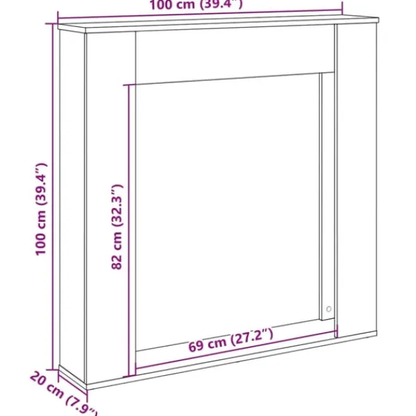 Clearance Spiselkrans rökfärgad ek 100x20x100 cm konstruerat trä Öppna Spisar