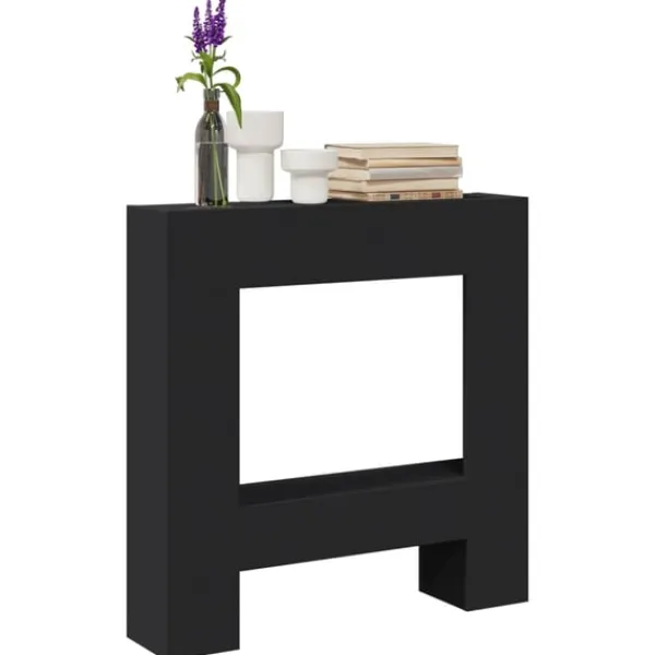 Online Spiselkrans svart 81x18x82 cm konstruerat trä Öppna Spisar