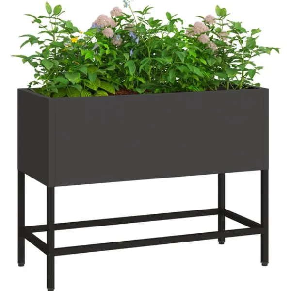 Hot Svart Metall 60 x 26 x 45 cm Krukor Metallkruka Rektangulär Krukor & Växtbehållare