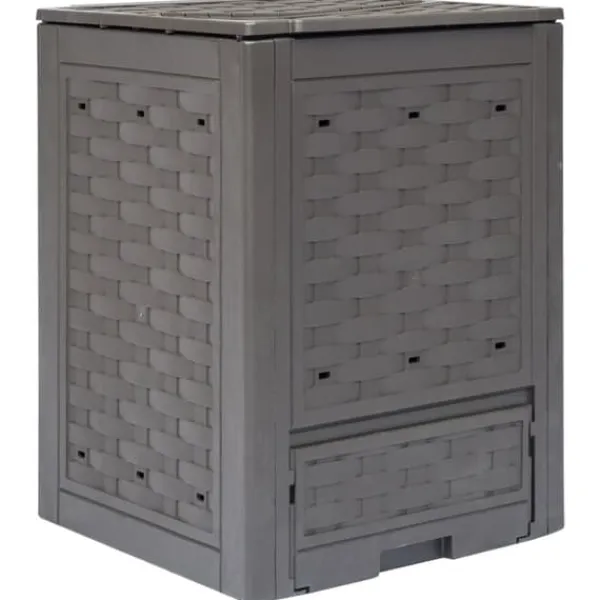 vidaXL Trädgårdskompost brun 60x60x83 cm 300 L plastrotting - Komposterare