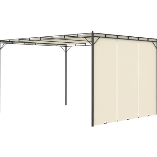 Trädgårdspaviljong med draperier 4x3x2,25 m gräddvit - Partytält & paviljoner Valvbågar, Spaljéer, Bersåer & Pergolor
