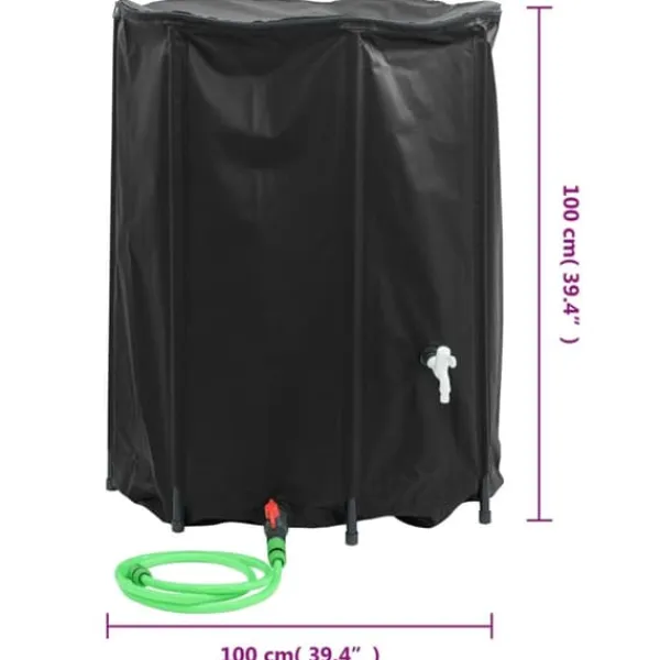 Vattentank med kran vikbar 750 L PVC - Bevattning Regntunnor