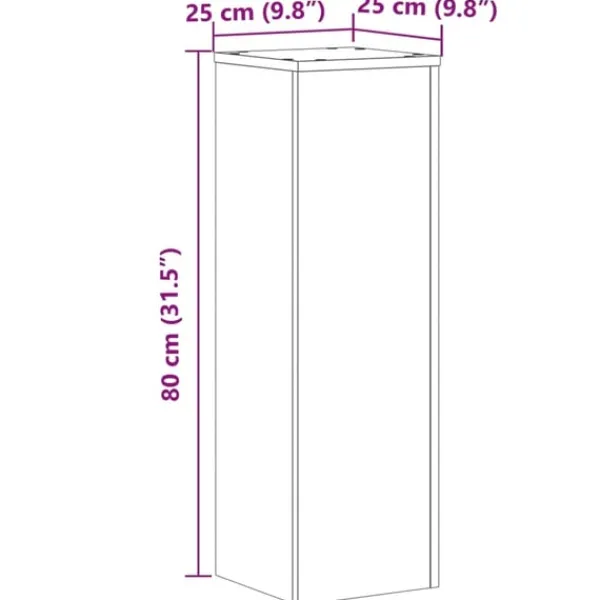 vidaXL Växtställ 2 st svart 25x25x80 cm konstruerat trä