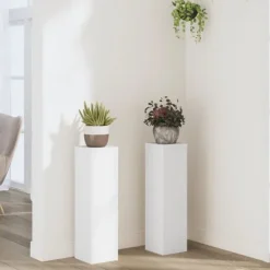 vidaXL Växtställ 2 st vit 17x17x60 cm konstruerat trä