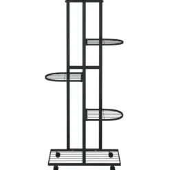 vidaXL Växtställ på hjul 5 hyllor 44x23x100 cm svart järn - Växtställ