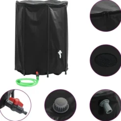 Vikbar vattentank med kran 1350 L - Slitstark PVC | Färg: Grön | Storlek: 1350 L