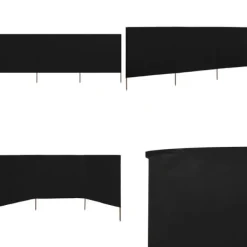 Vindskydd 3 paneler tyg 400x160 cm svart - Vindskärm - Vindskärmar - Home & Living