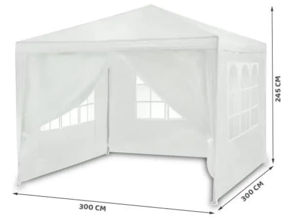 Vit trädgårdspaviljong 3x3m 4936 Tält & Lusthus
