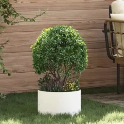 Sale Vita Metallkrukan - Cylindrisk Design för Inomhus och Utomhus | Färg: Vit | Storlek: 30 cm Krukväxter Inomhus