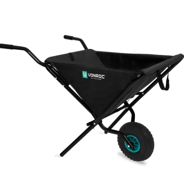 Vonroc Hopfällbar Skottkärra – Lätt och Platsbesparande Trädgårdsvagn med 30 kg Kapacitet, Ergonomiska Handtag och Luftfyllda Hjul