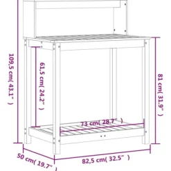 Clearance Växtbord med hyllor i massivt douglasträ - Planteringsbord | Storlek: 82,5x50x109,5 cm | Färg: Natur Planteringsbänkar