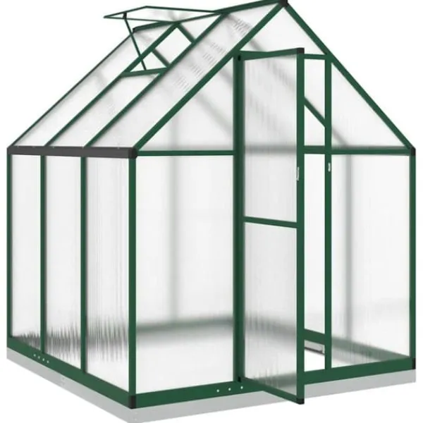 Växthus i aluminium med grön ram – Väderbeständig och UV-skyddad | Storlek: 169x169x202 cm