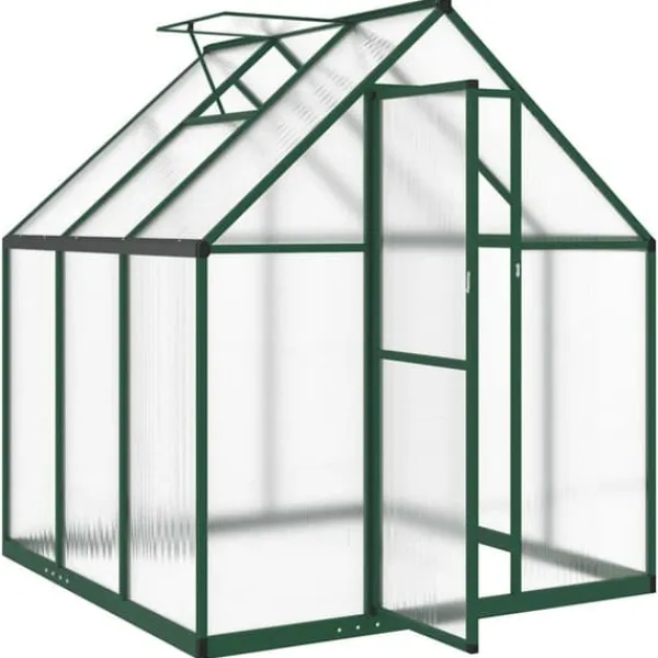 Växthus med grön aluminiumram - Skydd för växter | Storlek: 169x169x195 cm