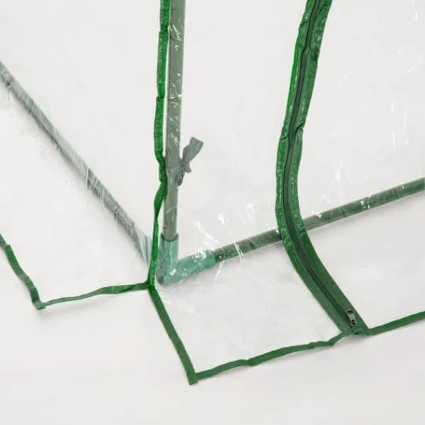 Växthus 200x100x80 cm, stål/plast, med dörr – drivbänk, grön