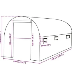 Växthusöverdrag 9 m² - Skydd mot vind, regn & sol | Färg: Grön | Storlek: 200x450x200 cm