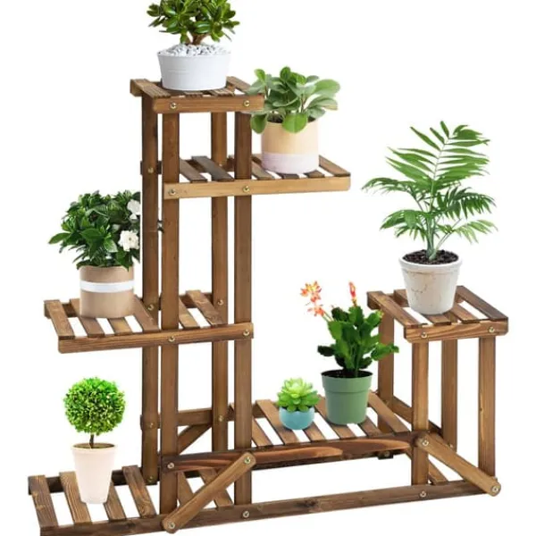Online Växtställ - Blomhylla i trä - 6 hyllplan - 95 x 28 x 96,5 cm Växtställ