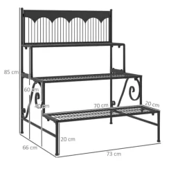 Växtställ - Hörnblomhylla - 3 Våningar - Stegformad - För Blomkrukor Inomhus - Svart Växtställ